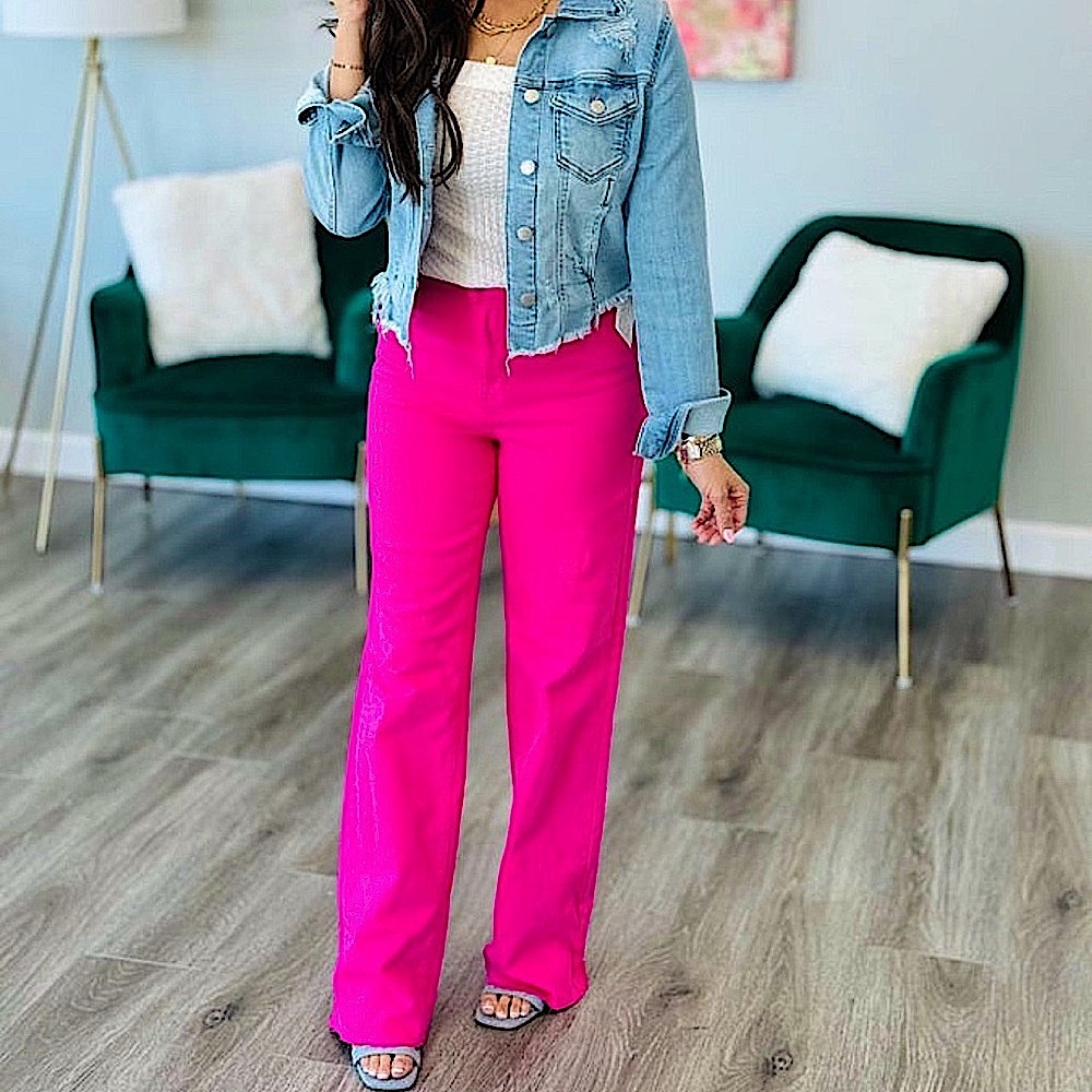 🍒BOGO50%🍒🆕🩷JUDY BLUE: HOT PINK 90's Straight Jeans 7/28